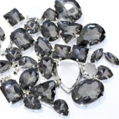 Микс цвета Black Diamond - серый прозрачный стекло разных форм (25 штук)