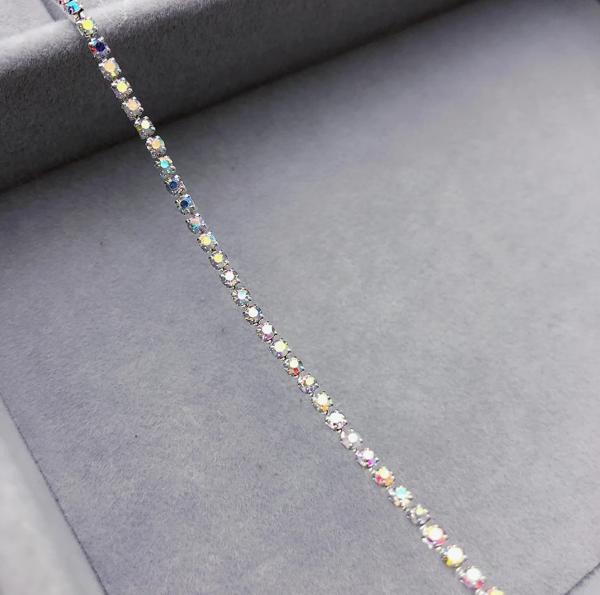 Стразовая цепочка цвет Crystal AB - радужный (камень 2.5, 2.8 и 3мм)
