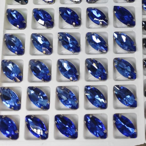 Стразы в оправе Маркиз цвет Sapphire - сапфировый (стекло/алюминий)