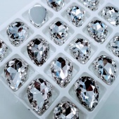 Стразы в оправе Капля цвет Crystal - прозрачный (стекло/алюминий) 