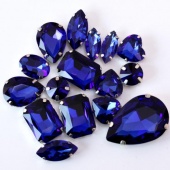 Микс цвета Sapphire - сапфировый стекло разных форм (25 штук)
