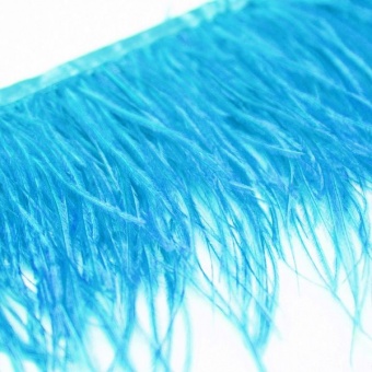 Перья страуса на тесьме 13-15см цвет голубой