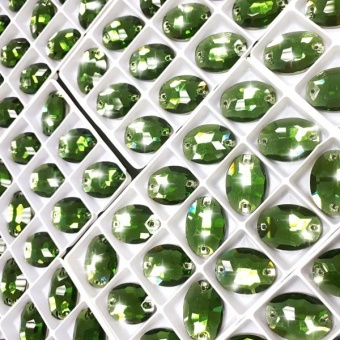Овал стекло пришивной цвет Green - зеленый 18*24мм (2шт)
