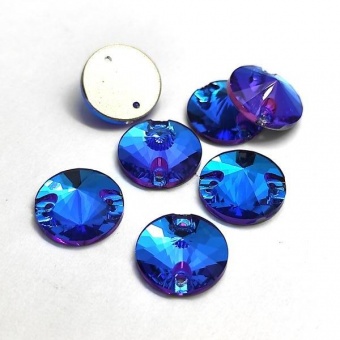 Пришивные стразы Круг цвет Blue Zircon AB - бирюзовый радужный (стекло Ю.Корея)
