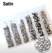 Стразы NHF  Satin - серый блестящий микс от ss4 - ss12  стекло