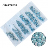 Premium NHF Aquamarine - цвет аквамарина ss4 - ss12 (набор) 1440шт стекло