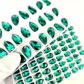 Капля пришивная Emerald - изумрудный 10*18мм 1шт хрусталь