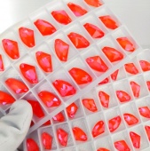 Галактик пришивной Neon Orange AB - оранжевый радужный неон 9*14мм 1 шт хрусталь