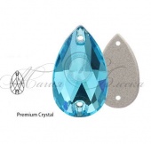Капля пришивная Aquamarine - цвет аквамарина 7*12мм 24шт хрусталь