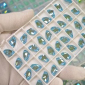 Галактик пришивной Aquamarine Opal - аквамариновый опал 9*14мм 36 шт хрусталь К9