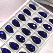 Капля пришивная Cobalt - ярко-синий 10x18мм 24шт хрусталь
