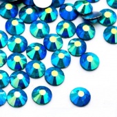 Premium NHF Blue Zircon AB  - бирюзовый радужный ss12(3,0 - 3,2 мм) 144шт стекло