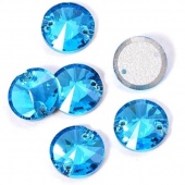 Круг пришивной Aquamarine - цвет аквамарина 12мм 1шт хрусталь